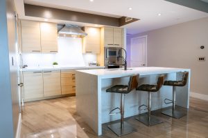 White marble countertops installed in a Delray Beach kitchen 