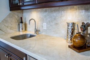 Marble countertops installed in a Pompano Beach minibar 