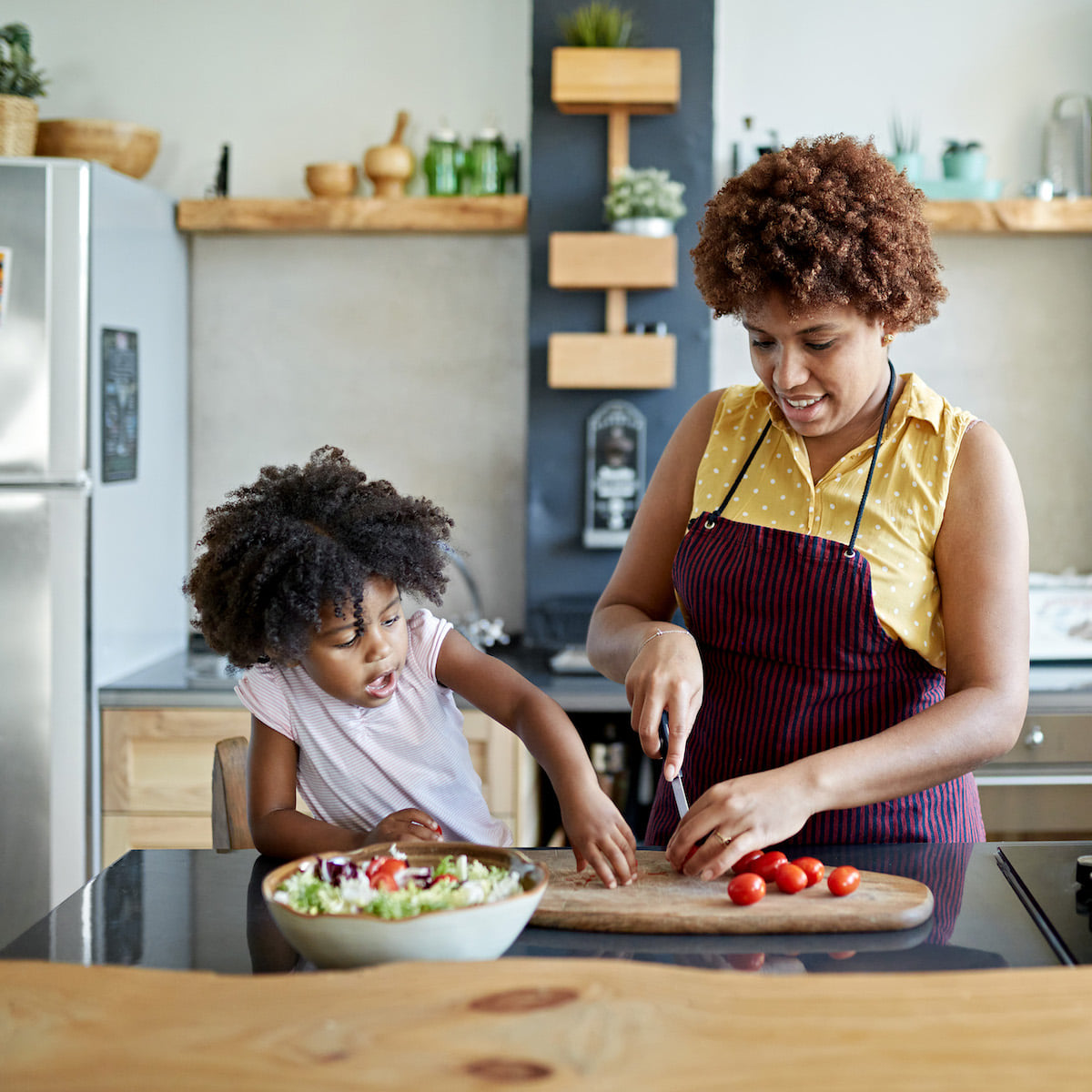 food prep on counters